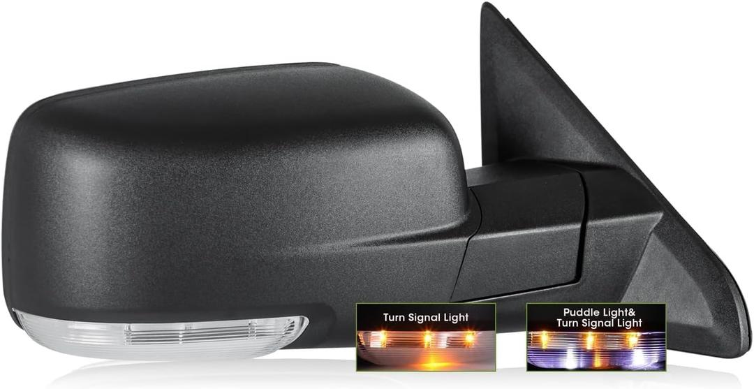 Passenger Side Mirror for 2009-2018 Ram 1500 2010-2018 Ram 2500 3500 2019-2024 1500 Classic Tow Mirror Power Heated Turn Signal Puddle Light Manual Folding-Right