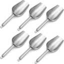 6Pcs Mini Ice Scoopers for Ice Bucket, 5 oz Stainless Steel Small Scoop Metal Food Scoop Candy Scoops for Candy Buffet Jars Canisters Scooping Dry Goods, Sugar, Coffee Bean, Flour, Spice, Dog Food