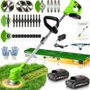 Cordless Weed Wacker Electric,21V Stringless Battery Powered Weed Trimmer Eater,Weed Wacker with Charger 2 Battery and 26Pcs Blades,String Trimmer/Brush Cutter/Edger for Yard and Garden