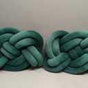 Sintuff Set of 2 Velvet Knot Pillow Ball 14 x 16 Inch Soft Decorative Knotted Throw Pillow for Christmas Thanksgiving Couch Home Sofa Bedroom Decor to Add Comfort and Style(Green), 13.78 x 15.75 inches/ 35 x 40 cm