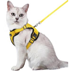 rabbitgoo Cat Harness and Leash for Walking, Escape Proof Soft Adjustable Vest Harnesses for Cats, Easy Control Breathable Reflective Strips Jacket, Yellow, M