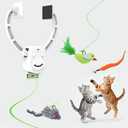 Interactive Cat Toys for Indoor Cats, Smart Interactive Hanging Cat Toy for Door Frame, USB Rechargeable, Automatic Electric Flying Bird Cat Toy Gifts for Bored Indoor Adult & Kitten Cats(White)