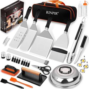 42pcs Griddle Accessories Kit for Blackstone, Flat Top Spatula Set with Enlarged Spatulas, Melting Dome and Burger Press, Professional Hibachi Tools Gifts for Outdoor BBQ Teppanyaki