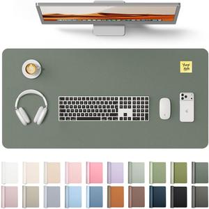YSAGi Leather Desk Protector, Office Mat, Large Mouse Mat, Non-Slip PU Leather Blotter, Laptop Desk, Waterproof Writing Pad for Office and Home (Dark Green, 31.5" x 15.8")