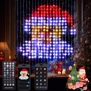 Christmas LED Curtain Lights DIY LED Decorations Outdoor Smart String Lights 540 LEDs, Christmas DIY Lighting Modes Decorative Curtain Lights for Yard, Patio, Party Wedding Yard Home 6.5FT*5FT