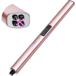 Valentines Day Gifts for Her Women: Electric Candle Lighter Rechargeable USB Mothers Day Birthday Gifts Windproof Flameless Dual Arc Camping Kitchen Lighters for Candle Safety Lock Gift for Mom (Pink)