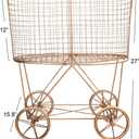 Creative Co-Op Vintage Reproduction Decorative Metal Laundry Basket on Wheels, Copper