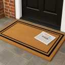 Kempf Black Border Coco Coir Doormat, 36" x 48", Non-Slip Backing, Heavy Duty Natural Fiber Front Door Welcome Entrance Mat, Low Clearance, Outdoor Indoor
