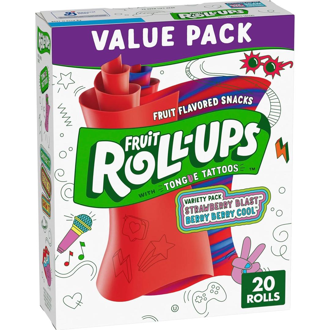 Fruit Roll-Ups Fruit Flavored Snacks, Variety Value Pack, 20 Ct, 10 oz