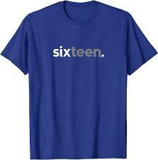 16th Birthday for Boys Sixteen Him Age 16 Year Party Teen T-Shirt Size L