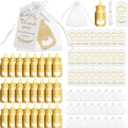 24 Pack Poppin Bottle Openers, Sets of Baby Shower Favor, 96 Pcs Zinc Alloy Bottle Openers with Organza Bags & Ribbons, Thank You Tags for Guest Souvenirs Return Gifts Decorations