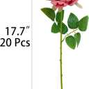 ATFL Fake Roses Artificial Flowers Bulk,3D Simulated Flowers,20 Pcs Artificial Silk Roses Flowers with Stems for Wedding Arrangement Centerpieces Party Home Table Decorations (20, Bean Pink)