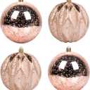 Extra Large Hanging Shatterproof Tree Ball Clear Christmas Ball Ornaments Decorative Mercury Ball with Tree Ornaments Hooks for Xmas Holiday Wedding Decoration (Rose Gold,4inch/4Pcs) (3.9)