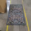 Moynesa Floral Machine Washable Rugs, 3x5 Rug for Entryway Non Slip Small Botanical Living Room Area Rug, Boho Ultra Thin Soft Bedroom Floor Throw Carpet for Dorm Bathroom Nursery, Black