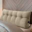 Wenqik Wedge Pillow Queen Triangular Headboard Bed Reading Backrest Back Support Long Pillow with Removable Cover for Dorm Room Supplies Housewarming Gift(Khaki Gray) (Queen (59 x 20 x 8 Inch))