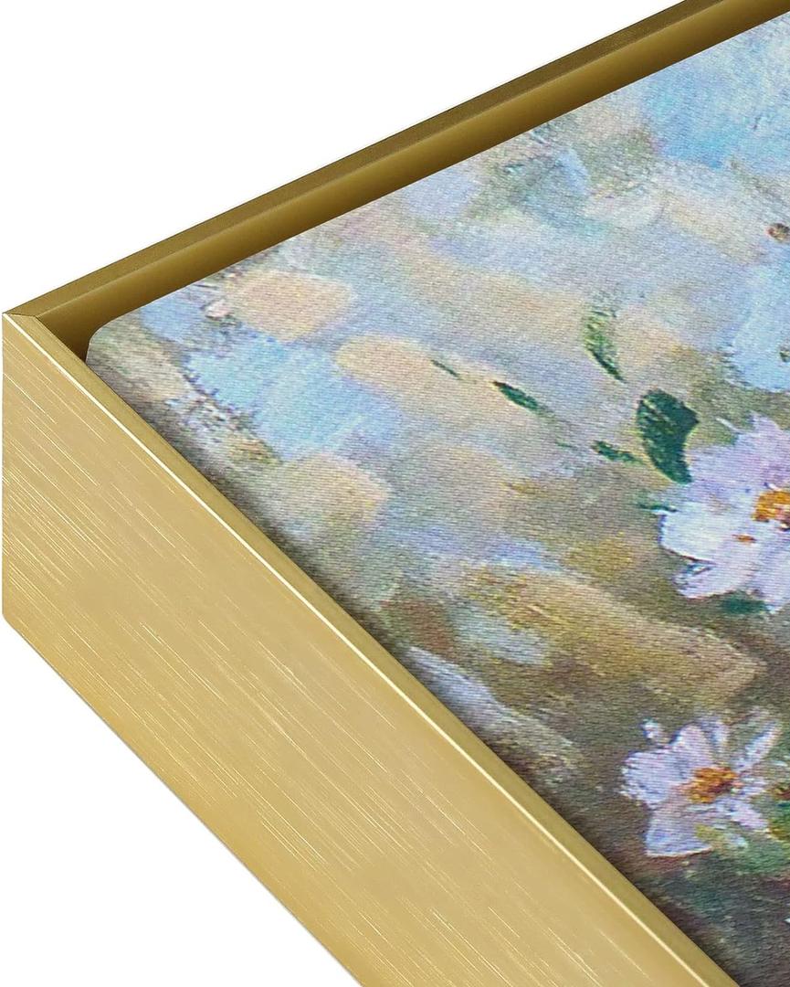 Floating Frame for 16x24 Canvas Paintings, DIY Metal Modern Canvas Floater Frame with 1.5" Deep for Oil Paintings Portrait Landscape Living Room Bedroom Home Office Wall Art Decor (Gold)