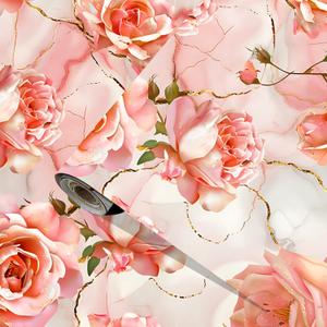 Self Adhesive Wallpaper 23.6239.37 Inch, Waterproof Removable Furniture Film, Pink Rose Marble Decorative Film for Kitchen, Desk, Wall., 23.6"W x 39.4"L