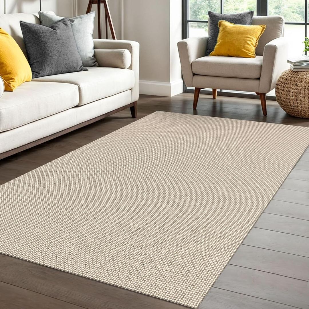 IOHOUZE Washable Area Rug 4x6 Non Slip Rubber Backed Woven Rugs for Entryway Indoor Bedroom Rugs Kitchen Rug Floor Throw Carpet for Entrance Front Door Living Room, Beige/Khaki
