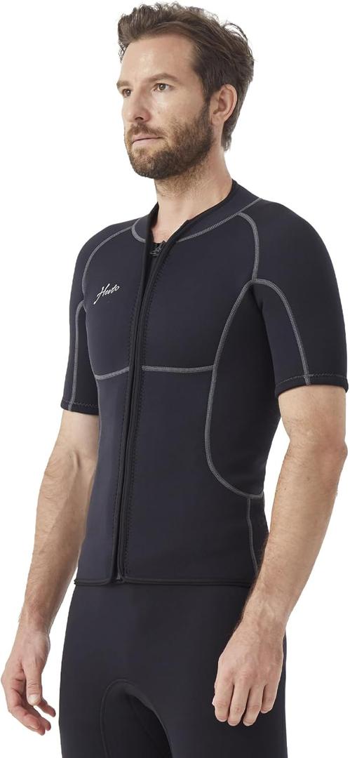 Hevto Men Wetsuit Tops and Vest 3/2mm Neoprene Jacket Surfing Swimming Front Zip Wet Suit for Water Sports (Large)