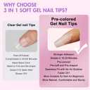 SXVME Gel Nail Tips Coffin Medium Short,Nude Press on Nails Medium Pre-Colored Natural Nail Tips,Soft Acrylic Nails with Primer Cover,Fake Nails 15 Sizes for DIY Nail Art