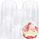 Alaeseje 50 Pack 9oz Clear Plastic Cups with Dome Lids, Disposable Dessert Party Cups(No Hole), PET Crystal Parfait Cups for Candy, Cold Drinks, Fruit, Smoothie, SundaeCupcake, Ice Cream