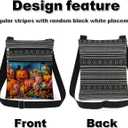 Pumpkin Candy Trick or Treat Adjustable Strap Crossbody Bag Jack-O-Lantern Bat with Assorted Sweets Print Messenger Bag for Candy Lover Halloween Night Birthday Party Gift for Friend