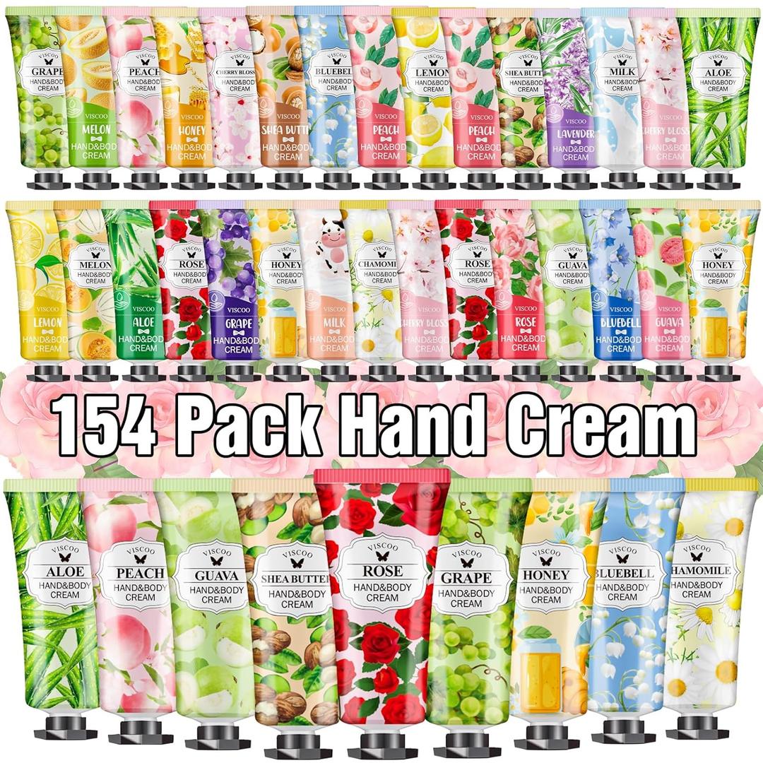 154 Pack Bulk Hand Cream Gifts Set for Women,End of Year Teacher Gifts,Teacher Appreciation Gifts,Graduation Gifts,Bridesmaid Gifts,Mom Gifts,Moisturizing Hand Lotion Travel Size Birthday Gifts