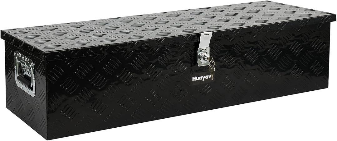 Aluminum Truck Tool Box, Heavy Duty Waterproof Truck Storage Organizer, Pickup Truck Bed RV Trailer with Side Handle, Lock and Keys (Black, 39-INCH)