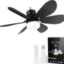 Socket Fan Light, Light Bulbfan with Remote Dimmable, 20.5IN for Garage Kitchen Balcony Living Tools Store Laundry Room (Black)