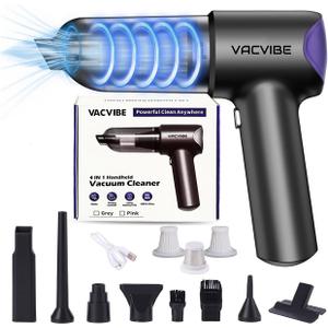 Car Vacuum Portable Cordless, 21000PA 4 in 1 Suck/Blow/Pump/Charger 120W Handheld Car Vacuum Cleaner and Air Duster, Brushless Motor Multi-Nozzles for Home Office Grey