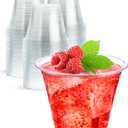 9 oz Clear Plastic Cups, 100 Pack 9oz Plastic Cocktail Party Cups, Disposable Wine Glasses Small Drinking Cup for Wedding, Punch Cup, Reusable Food Safe