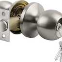 BESTTEN Keyed Entry Door Knob with Lock, Interior and Exterior Door Lock, Standard Ball, Satin Nickel