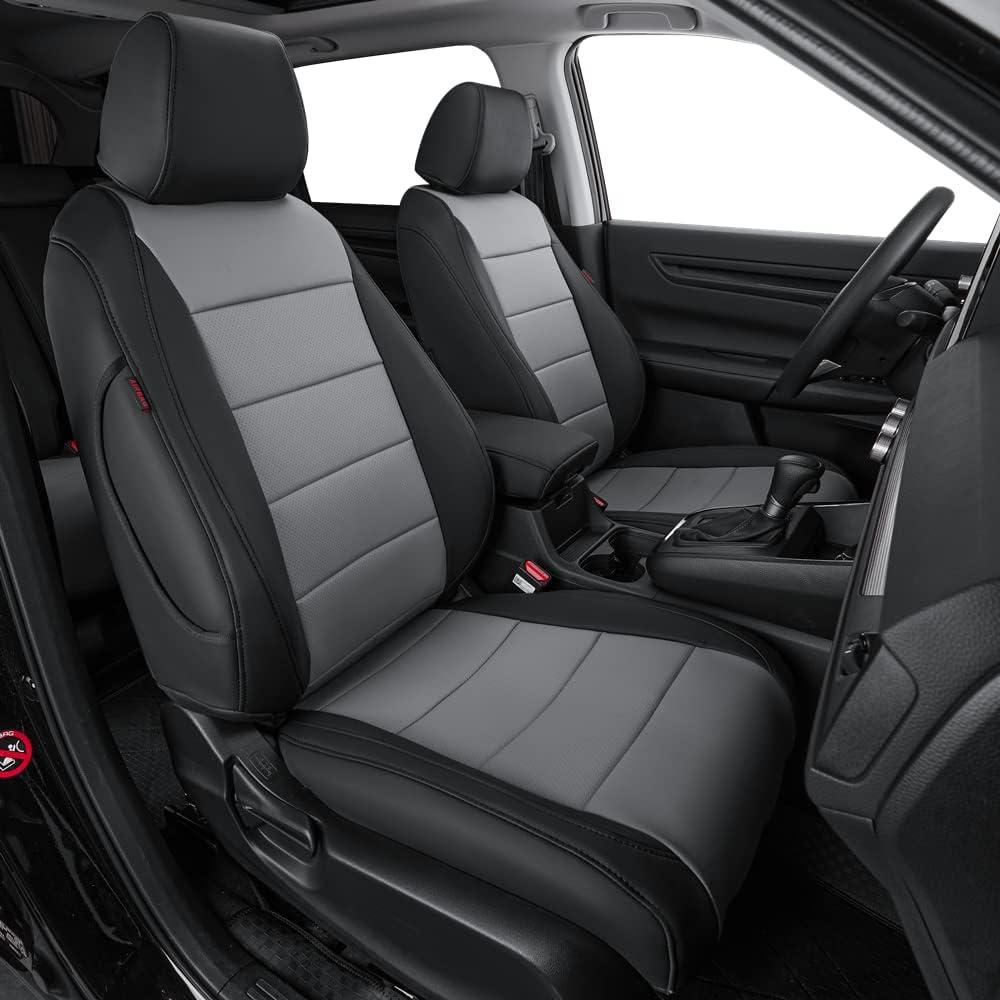 Custom Seat Covers for 2015-2016 Honda CR-V,Premium Faux Leather Car Seat Cover Set,Full Set Waterproof SUV Seat Protector,Armrest Covers Included (Black/Gray)