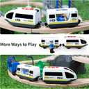 WOOD CITY Battery Operated Train for Wooden Track, Electric Locomotive Train Set with Powerful Engine Compatible with Thomas, Brio, Chuggington, Bullet Car Toys for Toddlers 3 4 5 Year Olds