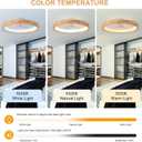 24 Low Profile Ceiling Fan with Light,3 Color Dimmable LED,6 Speeds,Reversible Motor,Wooden Flush Mount Ceiling Fans with Lights and Remote for Bedroom/Kidsroom/Dinng Room