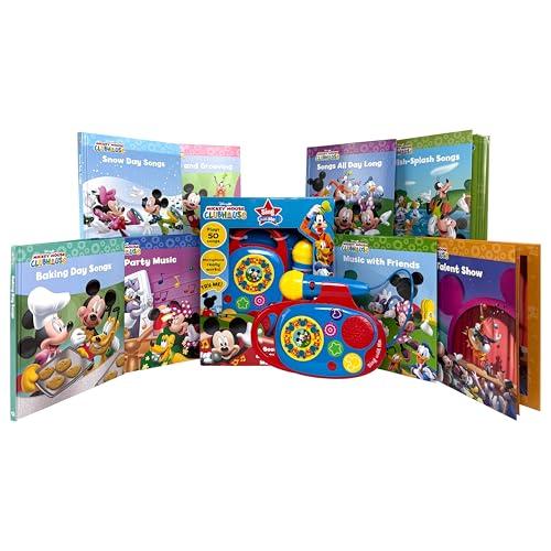 Disney Junior Mickey Mouse Clubhouse - Sing with Me 8-Book Library and Sing-Along Music Player - Minnie Mouse, Daisy Duck, Donald Duck, Pluto, and Goofy - PI Kids