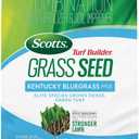 Scotts Turf Builder Grass Seed Kentucky Bluegrass Mix - Grass Seed Plus Lawn Fertilizer and Soil Improver, Grows Dense, Green Turf, Covers Up to 1,600 sq. ft., 2.4 lb.