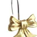 CHICTIE Bow Knot Decorative Shower Curtain Hooks, Gold Shower Rings for Shower Curtain Rods Babys Girls Room Bathroom Rustproof Shower Hooks Hangers