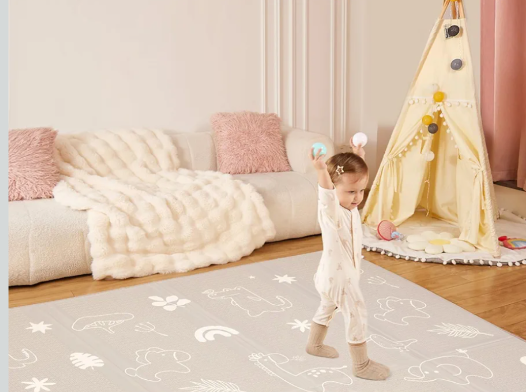 Baby Play Mat 79x 71 Inch, Extra Large Foldable Play Mats for Babies and Toddlers, Waterproof & Anti-Slip Portable Baby Floor Mat for Tummy Time, Non Toxic Foam Play Mat for Floor Travel Bag