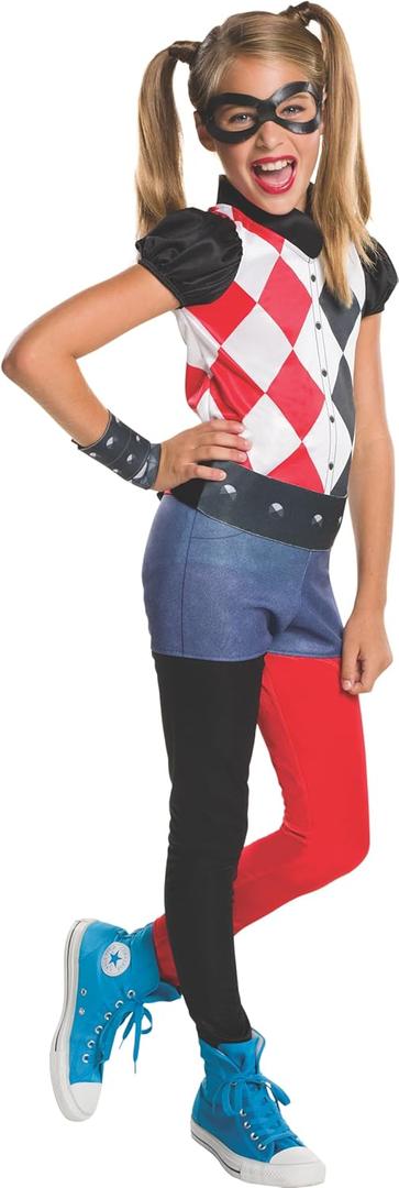 Rubies Girl's DC Superhero Harley Quinn Costume Jumpsuit, Medium for Themed Parties and Halloween, M