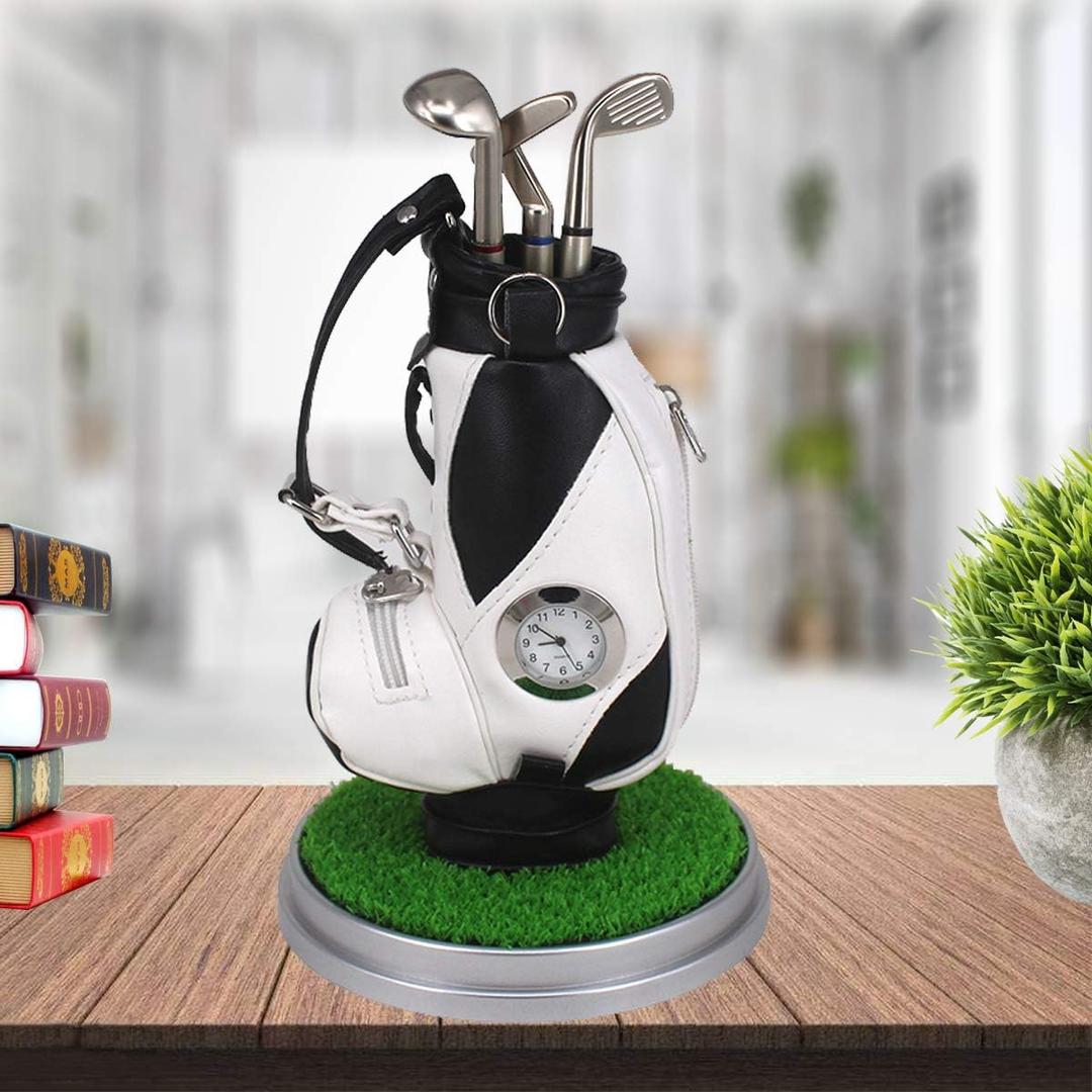Golf Gift Golf Pens Holder, Golf Bag Holder with 3 Pieces Aluminum Pen Golf Bag Pencil Holder for Men (White and Black/C)