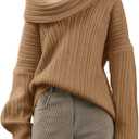 Saodimallsu Womens Off The Shoulder Sweater Top Oversized Fall Batwing Boat Neck Knit Sexy Casual Pullover