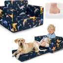 Kids Couch, 2-in-1 Kids Fold Out Couch, Convertible Kid Sofa to Lounger for Girls and Boys, Soft Toddler Chairs Comfy 1-3 Years Old (Dinosaur)