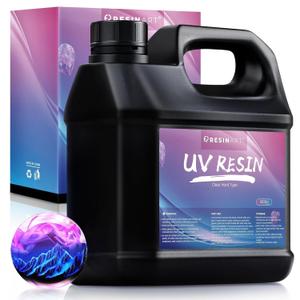 UV Resin 1000g, Upgrade Crystal Clear Hard Ultraviolet Epoxy Resin Glue, Low Odor Transparent Solar Cure Sunlight Activated Resin for Jewelry Making, DIY Craft Decoration, Mold, Casting and Coating