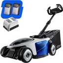 Electric Lawn Mower, Self-propelled Lawn Mower Cordless 40V(2x20V) 18.5" Brushless Mower with Electric Cutting Height Adjustment, Higher Rotation Speed, 2 x 4.0Ah Battery and Rapid Charge Included