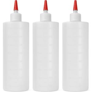 3-pack Plastic Squeeze Bottles for Sauces - 32oz Condiment Squeeze Bottles for Liquids - BPA Free Squirt Bottle with Cap - Ketchup, Syrup, Oil, Dressings, Honey & Arts and Crafts