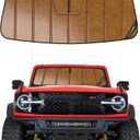 Windshield Sun Shade for Ford Bronco 2021-2026, Custom Fit Front Window Sunshade - Leather
