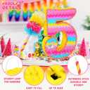 Number 5 Pinata for Birthday Party Decorations, Unicorn Mermaid Theme Pink Piata Games Toy (5th)