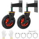 8 Inch Gate Wheel with Brake, 600lb Capacity Heavy Duty Farm Gate Wheel Spring Shock Absorbing Gate Caster 360 Degree Rotation for Metal Tube, Wooden, Fence Gate (2 PCS), Black