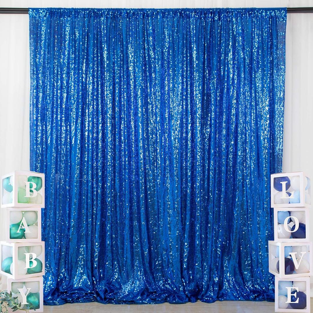 ShinyBeauty Royal Blue Sequin Photo Booth Backdrop 5x10FT | Glitter Birthday Wedding Party Background Curtain | Premium Fabric for Events Photography Decor (5FTx10FT)